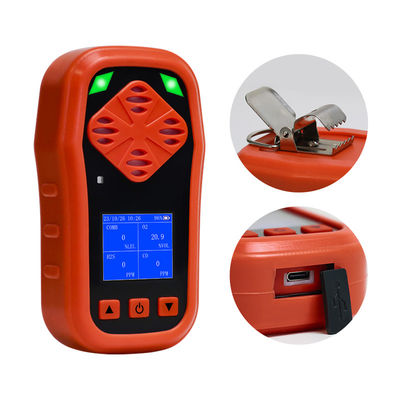 Detectores de gas portátiles 4 en 1 con pantalla LCD / batería de litio recargable
